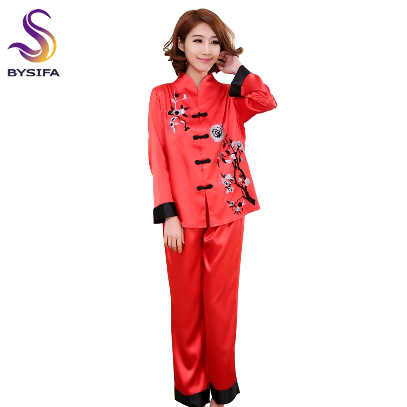 Aliexpress.com : Buy BYSIFA Chinese Style Women Long Pajamas Sets Red ...