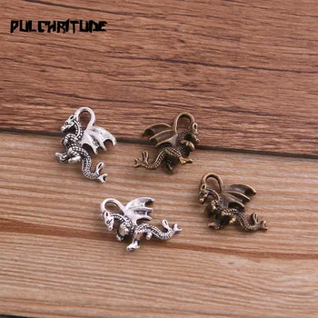 

16PCS 15*21mm Metal Alloy Two Color Animal Charms Gragon Pendants for Jewelry Making DIY Handmade Craft