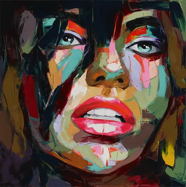 

Face oil painting on canvas Francoise Nielly wall art pictures for living room heavy texture Palette knife caudros decoration