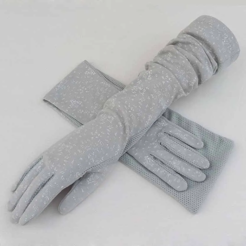 

Female Gloves Driving Long Hand Women's Gloves Cotton Summer Sunscreen Opera Cotton UV Protection Anti Slip Full Finger Beige