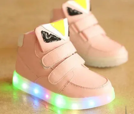 Детские светодиодный свет для детей; модные детские Сникеры обувь для теннисные для мальчиков кроссовки для девочек повседневная обувь на плоской подошве кожаные светящиеся туфли