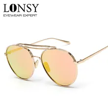 LONSY, мужские, женские, круглые, стимпанк, солнцезащитные очки, фирменный дизайн, Ретро стиль, паровой панк, металлические солнцезащитные очки, мужские, женские, UV400, Gafas de Sol