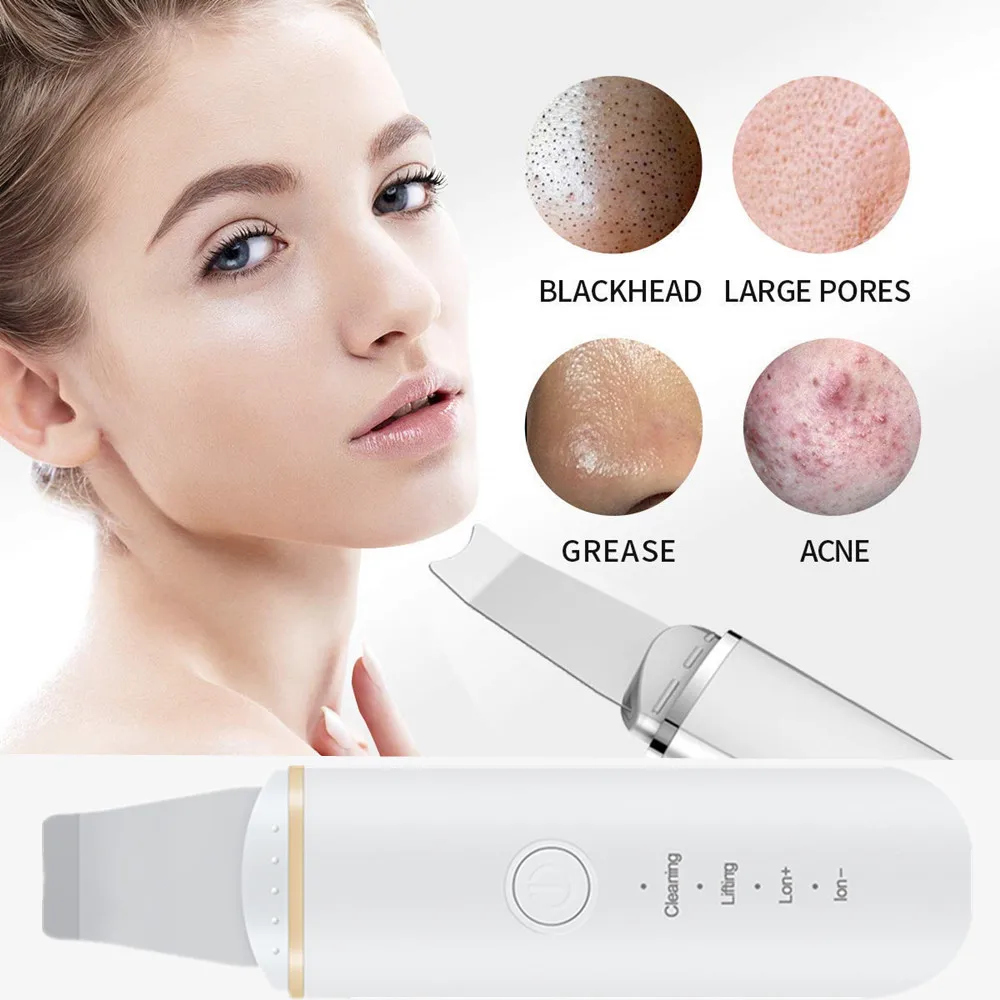 

Facial Skin Scrubber Blackhead Remover Pore Cleaner Facial Lifting Tool USB Rechargeable Skin Massage Scrubber for Deep Clean