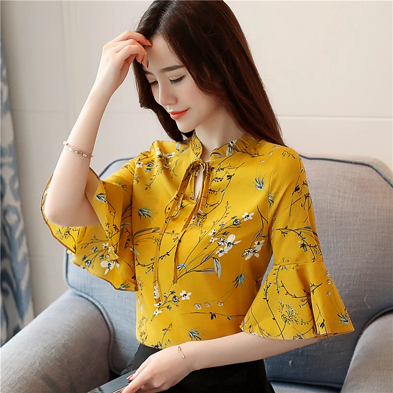 

Streetwear Chiffon Blouse Plus Size XXXL Women Pink Womens Tops and Blouses Ladies Women Flare Sleeve Shirts
