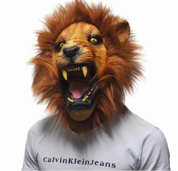 

2017 Halloween Props Adult Angry Lion Head Masks Animal Full Celebrity Party Fancy Classic Cosplay Latex Lion Mask