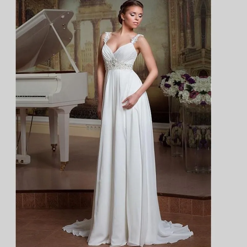 Fashion font b Wedding b font font b Dresses b font Long With Appliques Lace Pleat