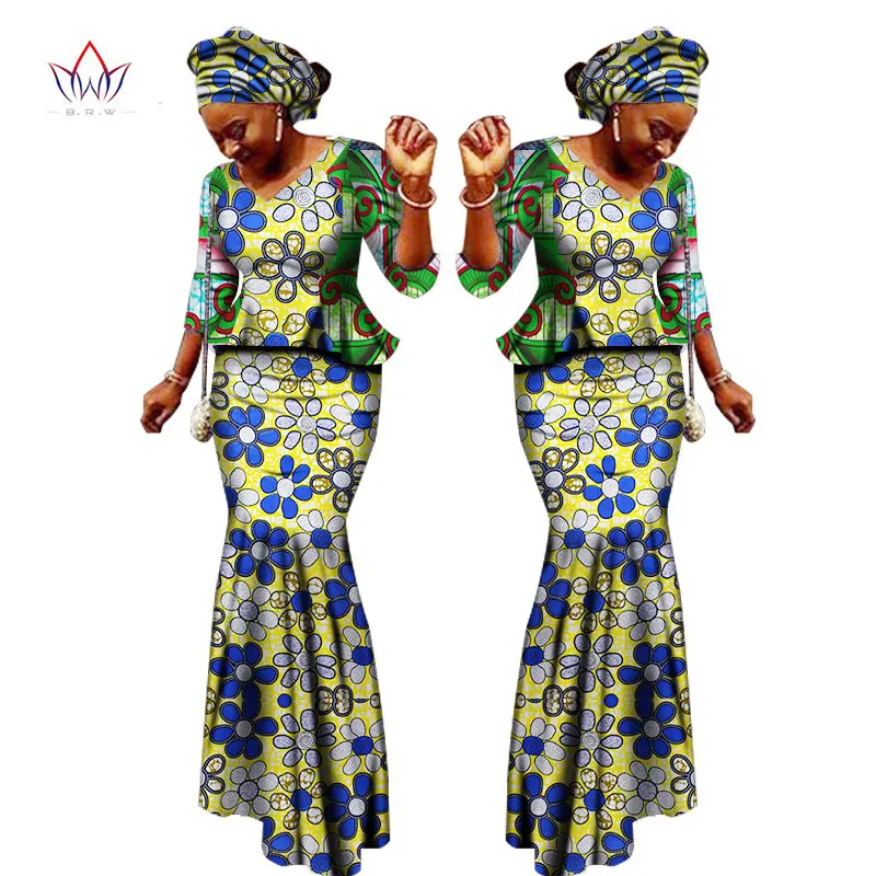 2017 African Women Clothing Brand African Vestido 6XL Wax traditional african clothing 2 pieces for Women Skirt Set none WY1401