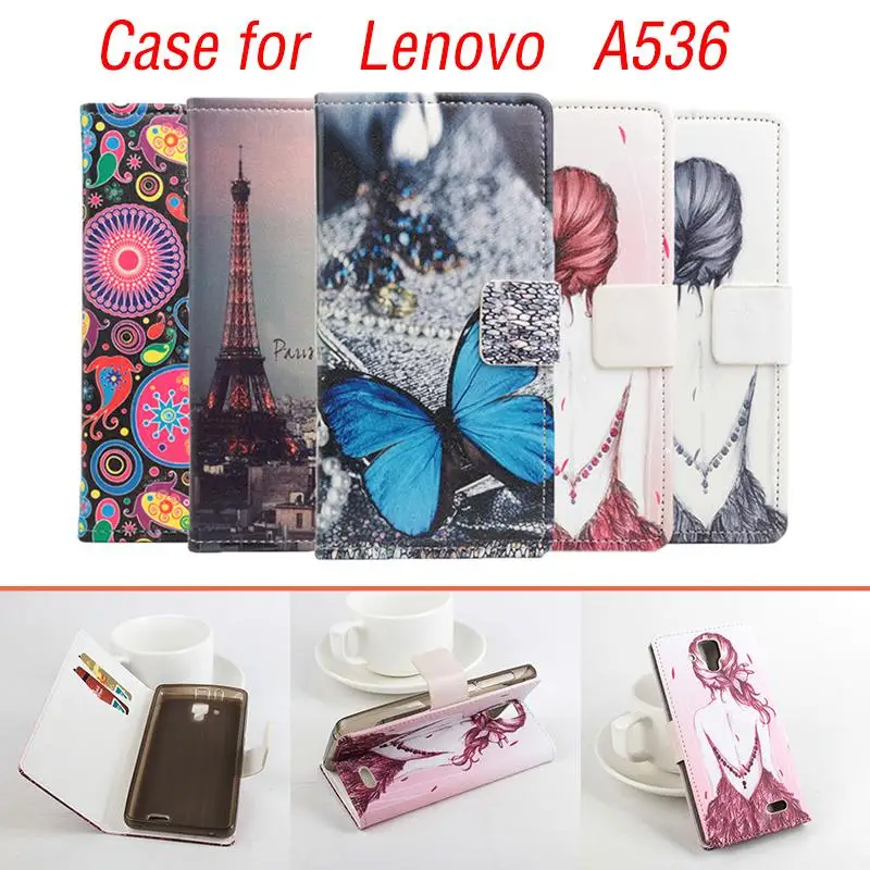 

Printed Butterfly Flower Cases For Lenovo A536 Phone Case Cover with Stand Function and Bank Card Holder