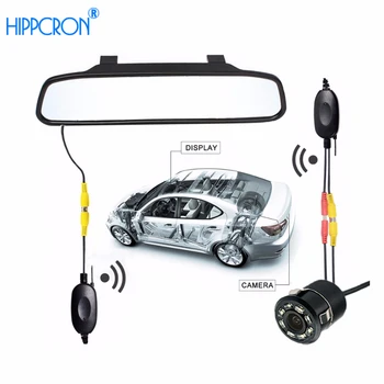 

2In1 Car Parking System Kit Wireless 4.3"TFT LCD Mirror Monitor HD Screen Display+Auto Backup Waterproof Rear View Camera