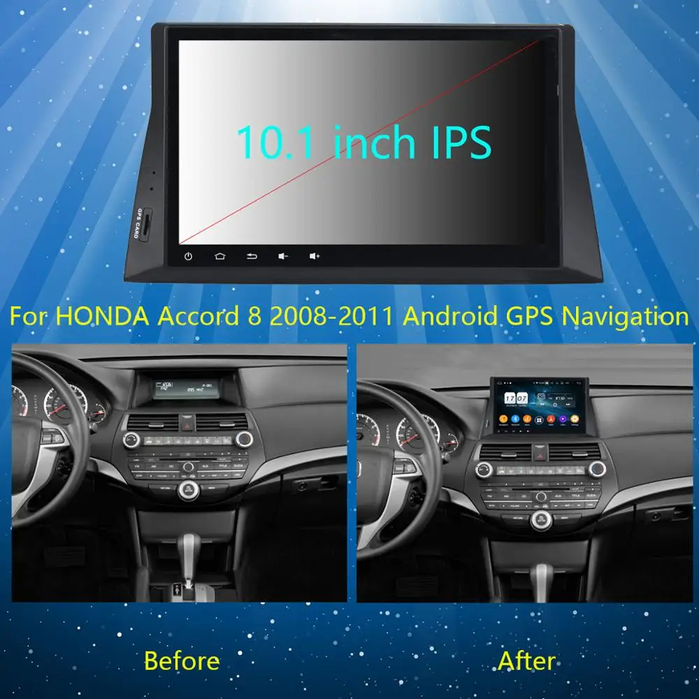 Best 10.1" IPS 8Core 4G+64G Android 9.0 Car DVD Player For Honda Accord 8 2008 2009 2010 2011 2012 2013 GPS Radio DSP CarPlay Parrot 3
