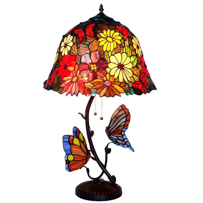 Luxury Large Two Stained Glass Art Deco Plant Flower Office Salon Hotel Desk Table Lamp Light Wedding Marriage Room Decorative Aliexpress Lights Lighting