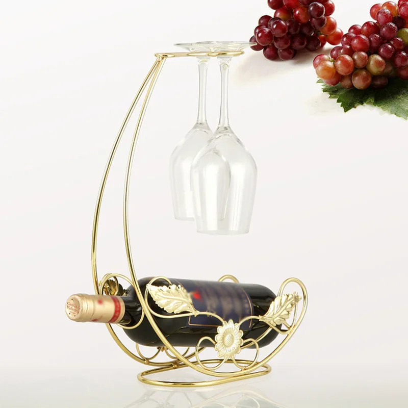 Винный шкаф элегантный Железная проволока держатель для бутылки шампанского стенд Кухня Бар Декор - Цвет: Gold