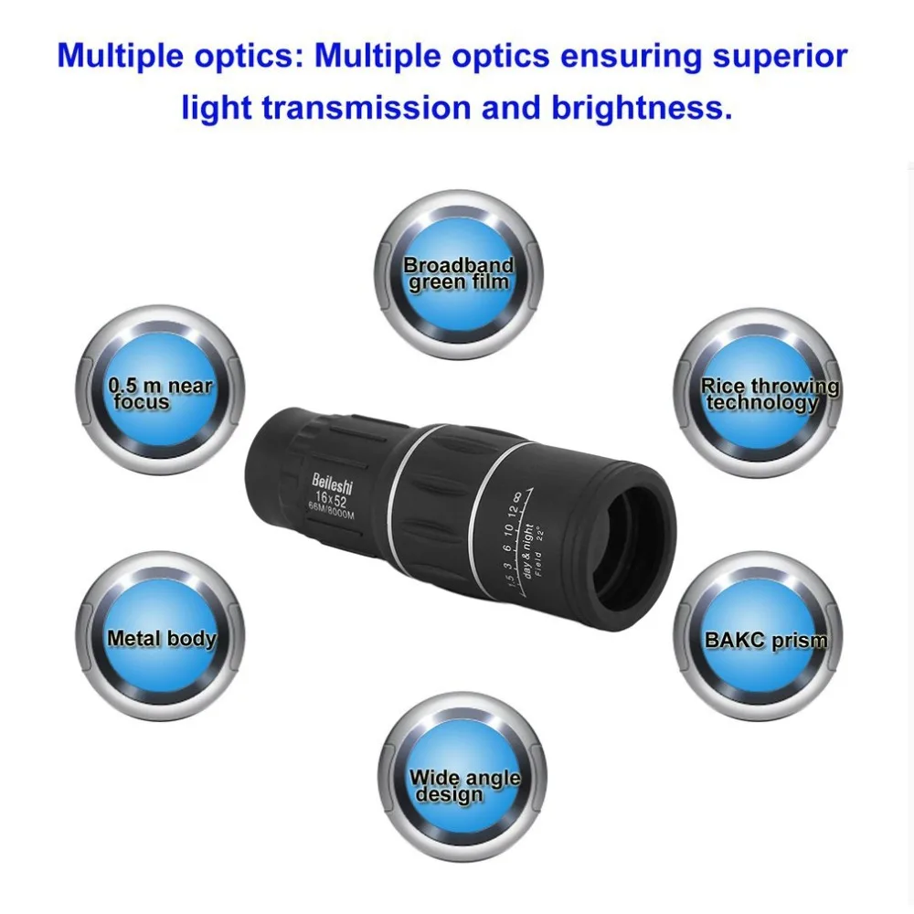 16x52 Двойной фокус Монокуляр зрительный телескоп мини зум оптические линзы бинокль покрытие линзы охотничий оптический Декор телескопы