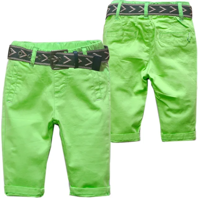 4044 regular elastic waist green pants boy summer pants kids clothing