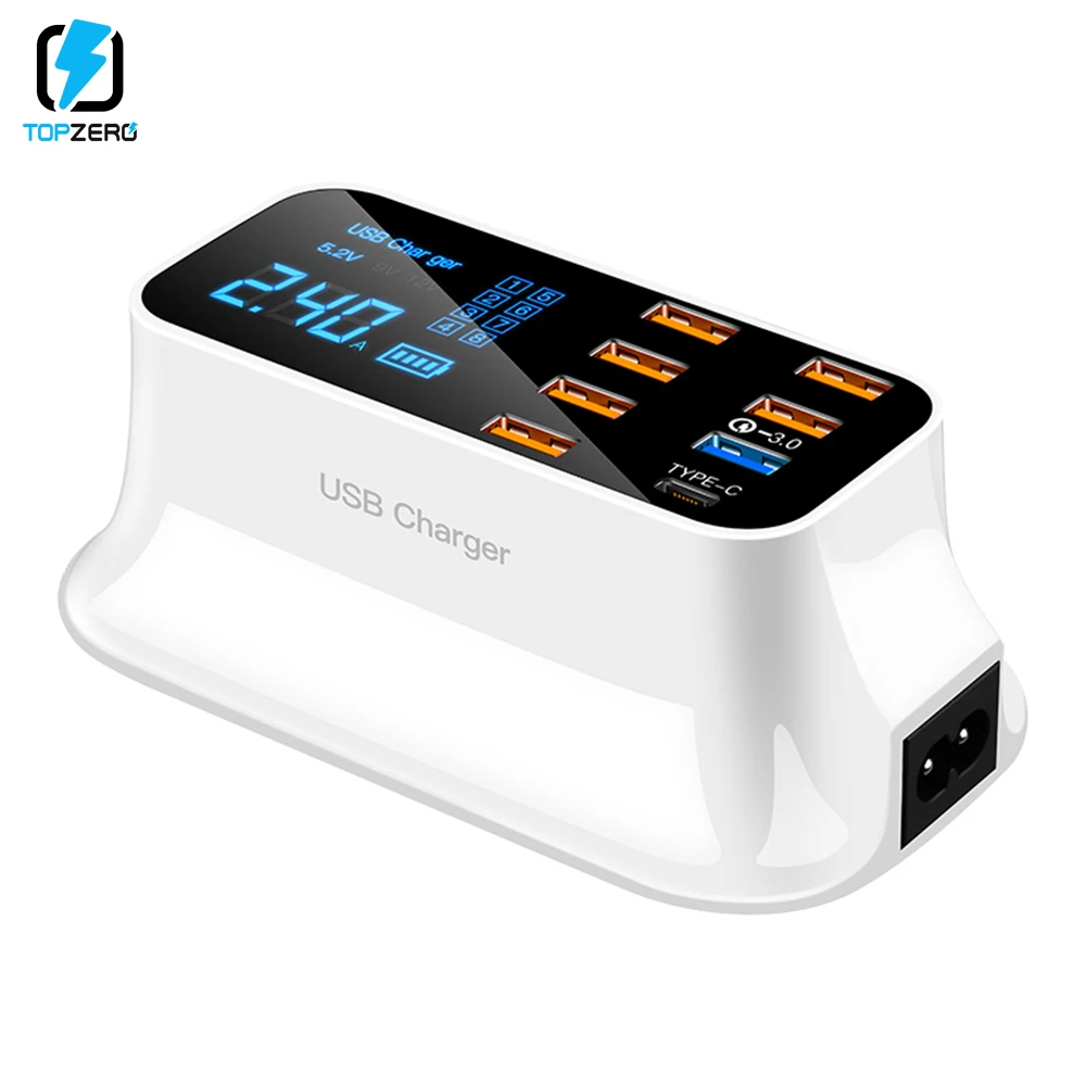 US $27.49 6 USB1 QC301 USB Charger Quick Charger 30 Desktop Led Display For Android Iphone Adapter Phone Tablet Fast Charging