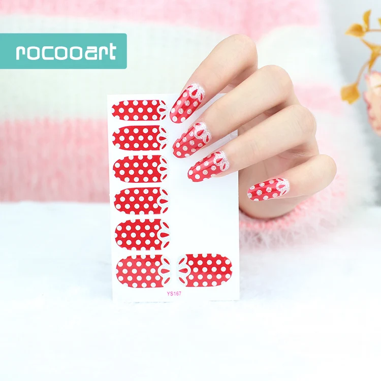 Наклейки для ногтей Rocooart Ys163 170 цветы с блестками клейкие наклейки красные