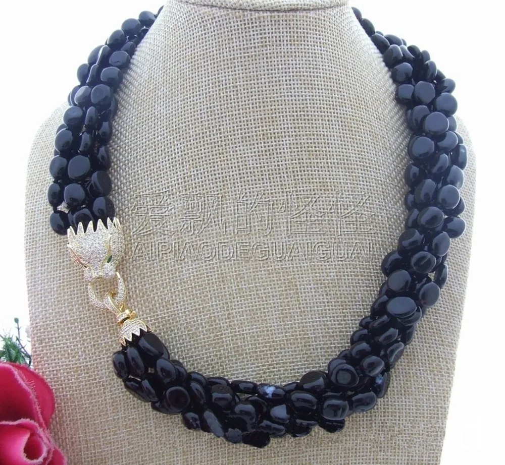 

N040613 19" 6Strands Natural 10mm Onyx Necklace