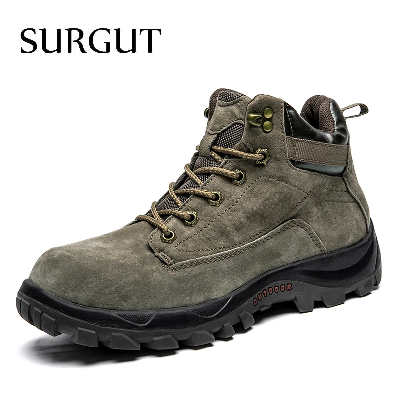 

SURGUT Hot Brand Men 2019 Fashion Autumn And Winter Breathable Slip On Casual Boots Mens Labor Insurance Puncture Snow Boots