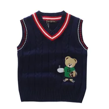 Детский жилет с рисунком маленького медведя на весну и осень детский свитер из хлопка Одежда для мальчиков