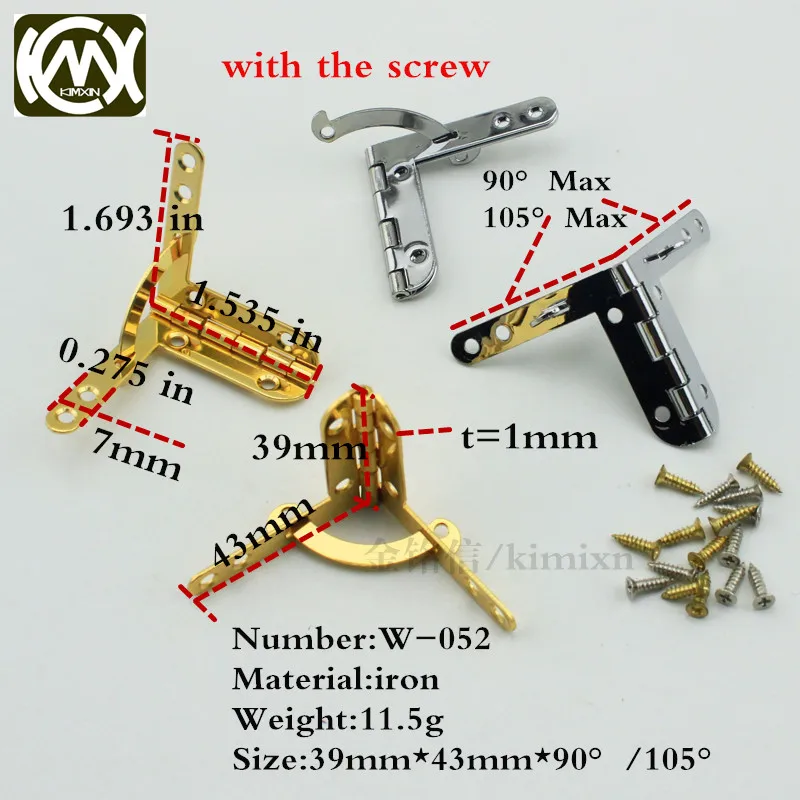 Kopen 10 st 39*43mm Kimxin hardware in voorraad Kleine houten dozen metalen scharnieren en scharnieren voor sieraden dozen meubels hardware W 052