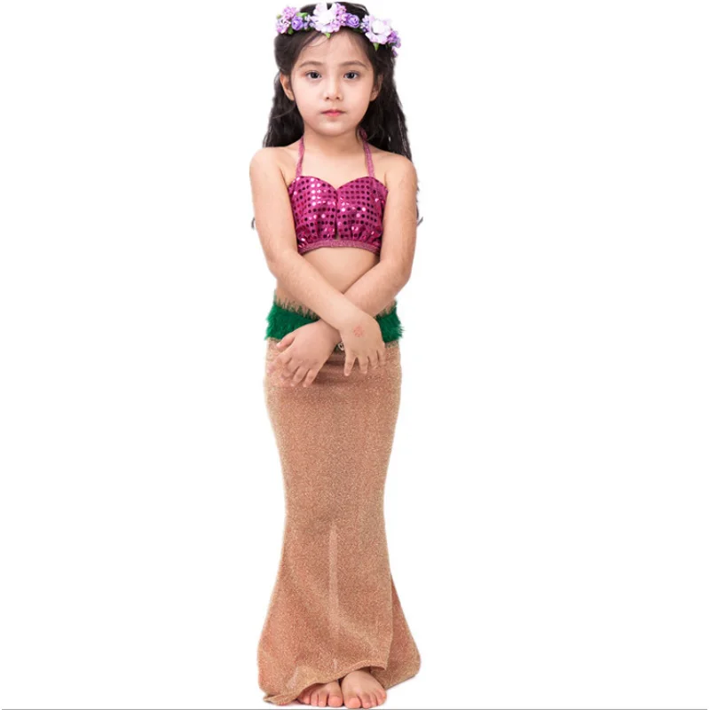 Le SSara 2018 Nuove Ragazze Mermaid Code Bikini Costume da Bagno Set 4 Pezzi Costumi da Bagno con Pinna per Nuotare Partito Cosplay 