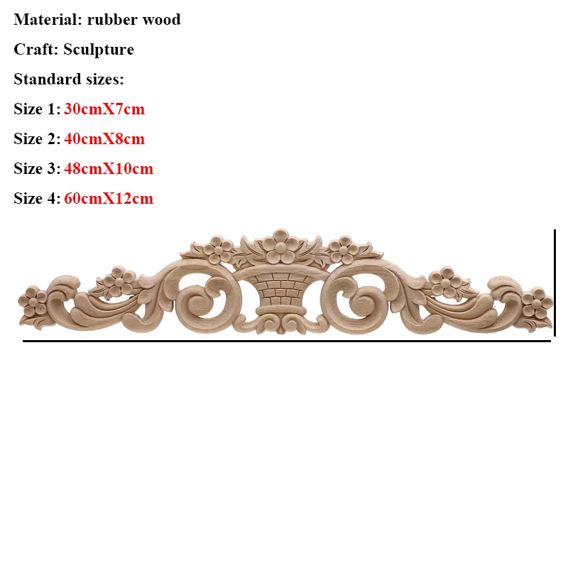 Floral Wood Carved Corner Applique Vintage Decal For Furniture Cabinet Door Frame Wall Ornament Crafts