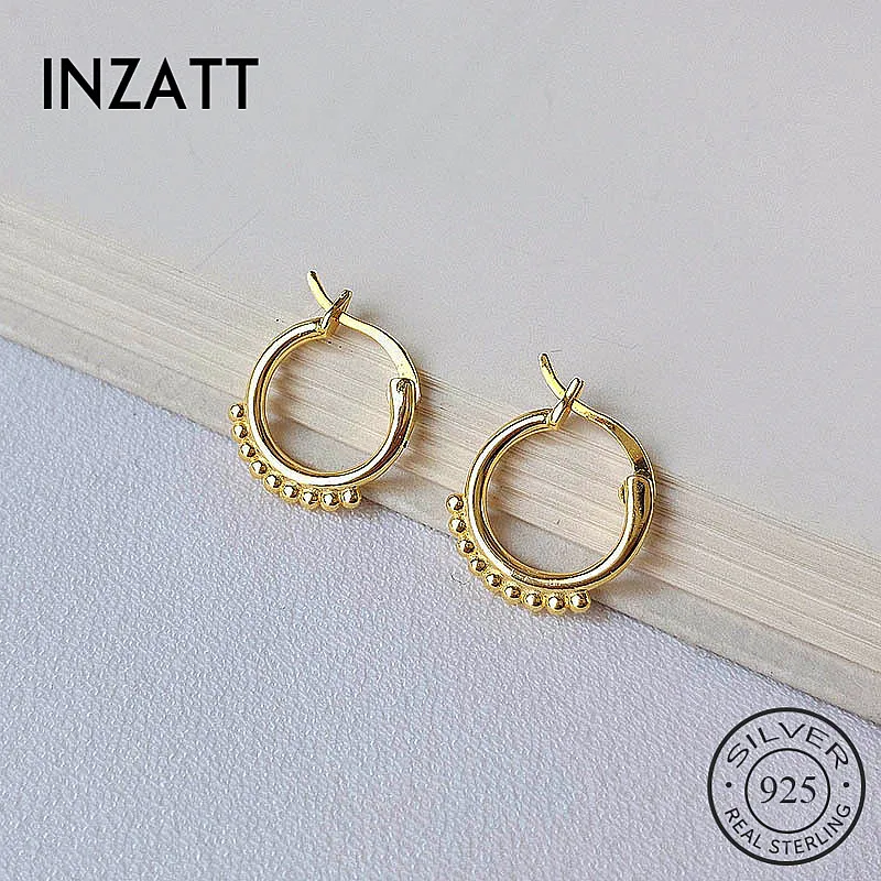 

INZATT Real 925 Sterling Silver Minimalist Geometric Round Hoop Earrings For Charming Women Party Fine Jewelry Trendy 2019 Gift