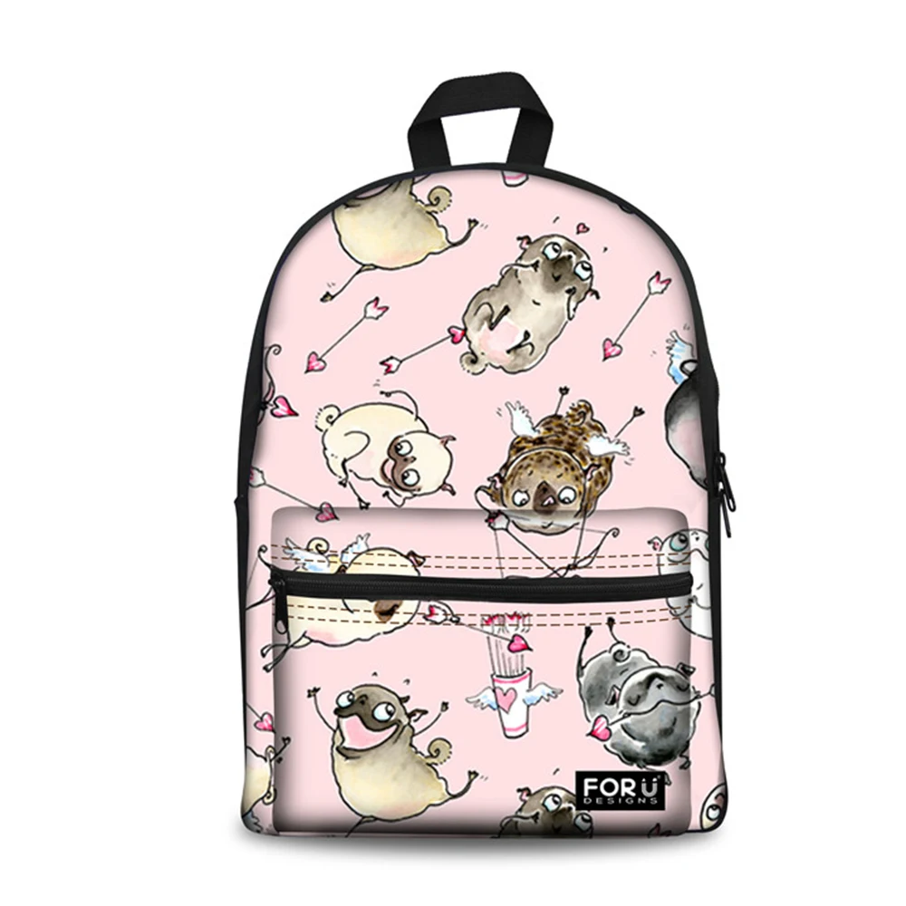 Customized School Bag Backpack Schoolbag for Girls Cute Pug Printing Children Backpacks Teenage School Satchel Kids Bag Mochila - Цвет: ZJZ332J