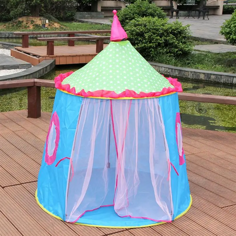 Милый игровой домик для девочек принцесса замок дети палатка для игры во дворе(синий