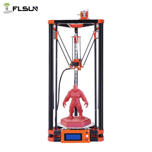 Cheap 2019 Flsun Kossel Delta 3D Printer Pulley Version Linear Guide Large Printing Area 240*240*285mm Heated Bed Power