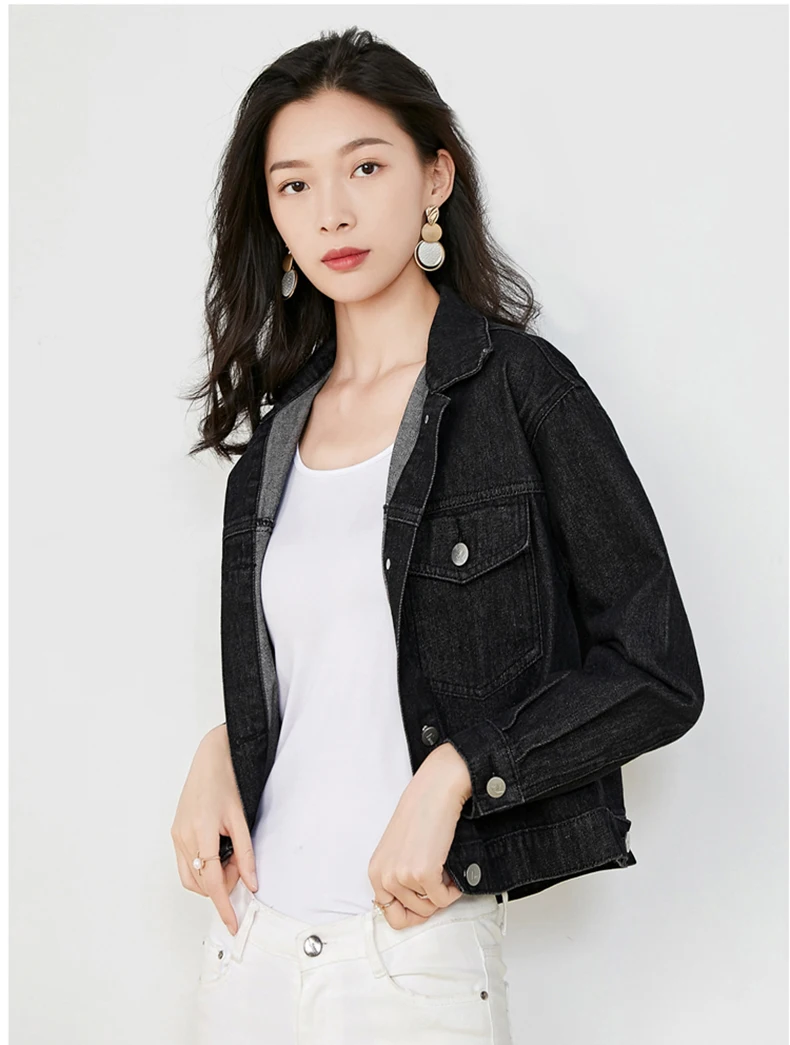 Basic Jeans Jacket Women Black Light blue Spring Autumn Woman Denim Womens Coat And Jackets Jean Slim Short Type Jacket Feminina (3)