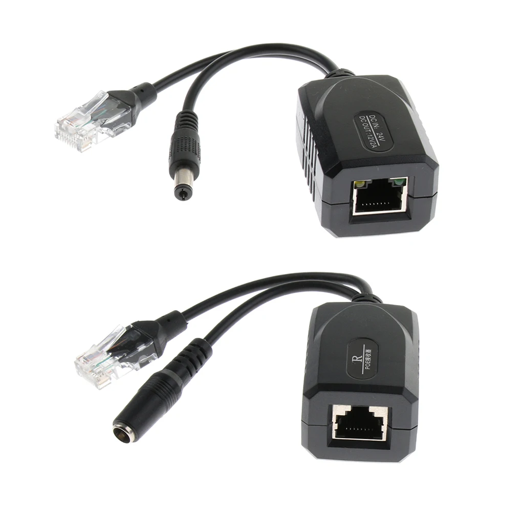 Dovewill 2Piece 24V to 12V Power Over Ethernet Passive POE Injector Splitter AdapterABS PoE Splitter