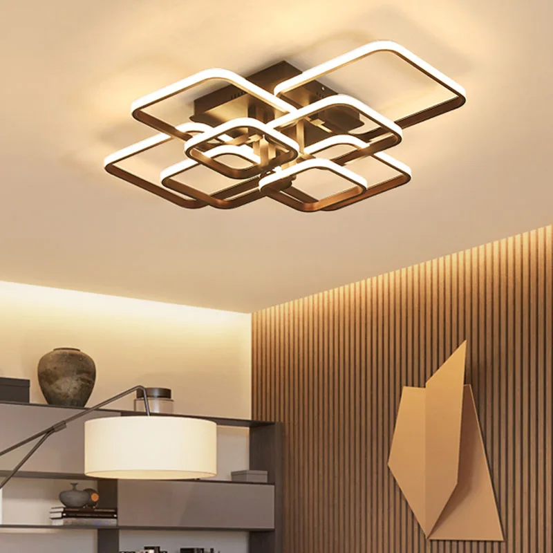

Remote Controller Modern Led Ceiling Lights For Living Room Bedroom Home AC85-265V Coffee Finish Ceiling Lamp Fixtures