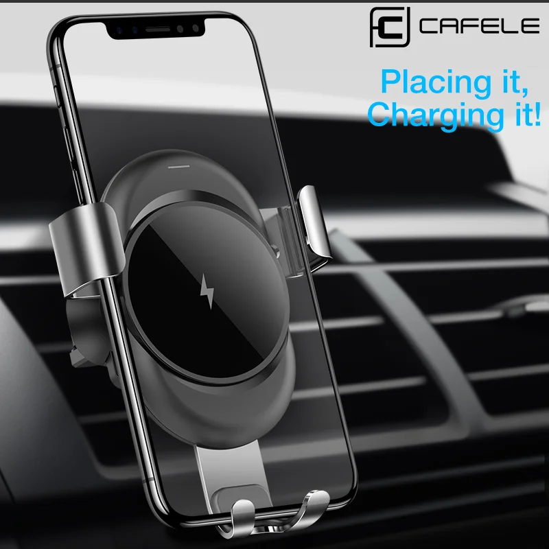 

CAFELE Car Phone Holder Qi Wireless Charging Mobile Phone Holder GPS Gravity Air Vent Holder Charger for iPhone X Samsung S9 S8