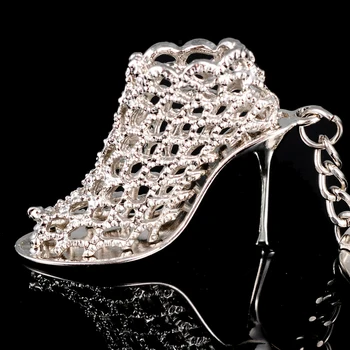 

10PCS Novelty Items Exquisite High-heeled Shoe Keychain Charm Silver-plated Bag Keyring Car Keyfobs Women Jewelry Gift J006
