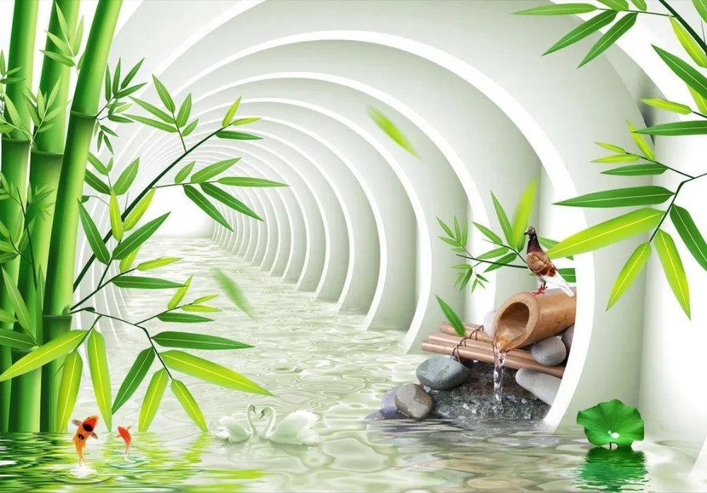 Papel pintado de foto personalizado 3D bambú sala de estar TV telón de