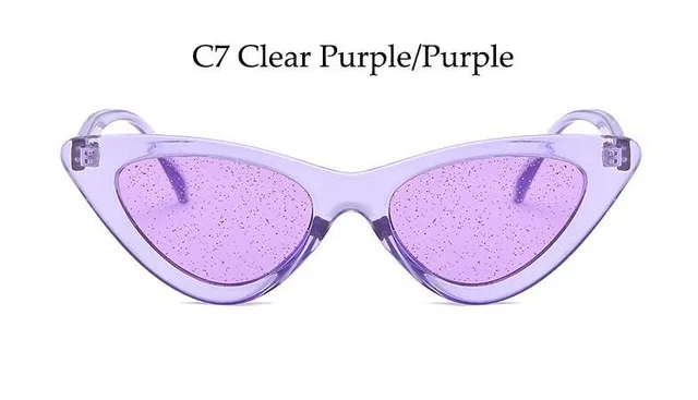 Новинка, маленькие солнцезащитные очки Cateye, женские, оттенок, сексуальные, блестящие линзы, солнцезащитные очки, Ретро стиль, кошачий глаз, оправа, оттенки для женщин, s uv400 - Цвет линз: C7
