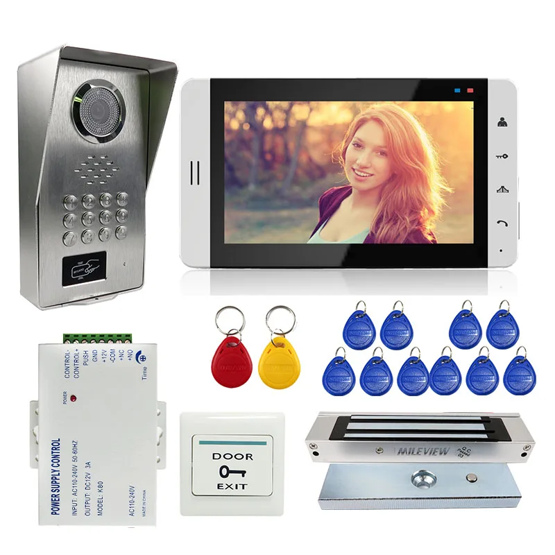 

Grenseure FREE SHIP 7" LCD Screen Monitor Video Door Phone Intercom System RFID Code Keypad Unlock Camera Electromagnetic Lock