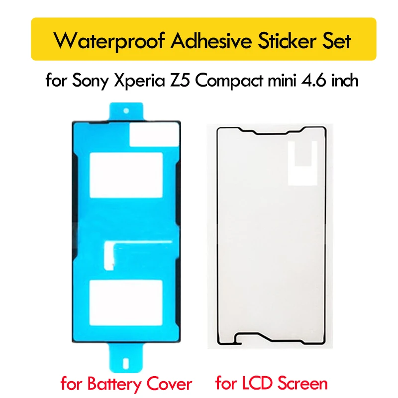 

Waterproof Sticker For Sony Xperia Z5 Compact Z5 Mini 4.6 inch Front LCD Frame+Back Battery Cover Adhesive Glue Tape Full Set