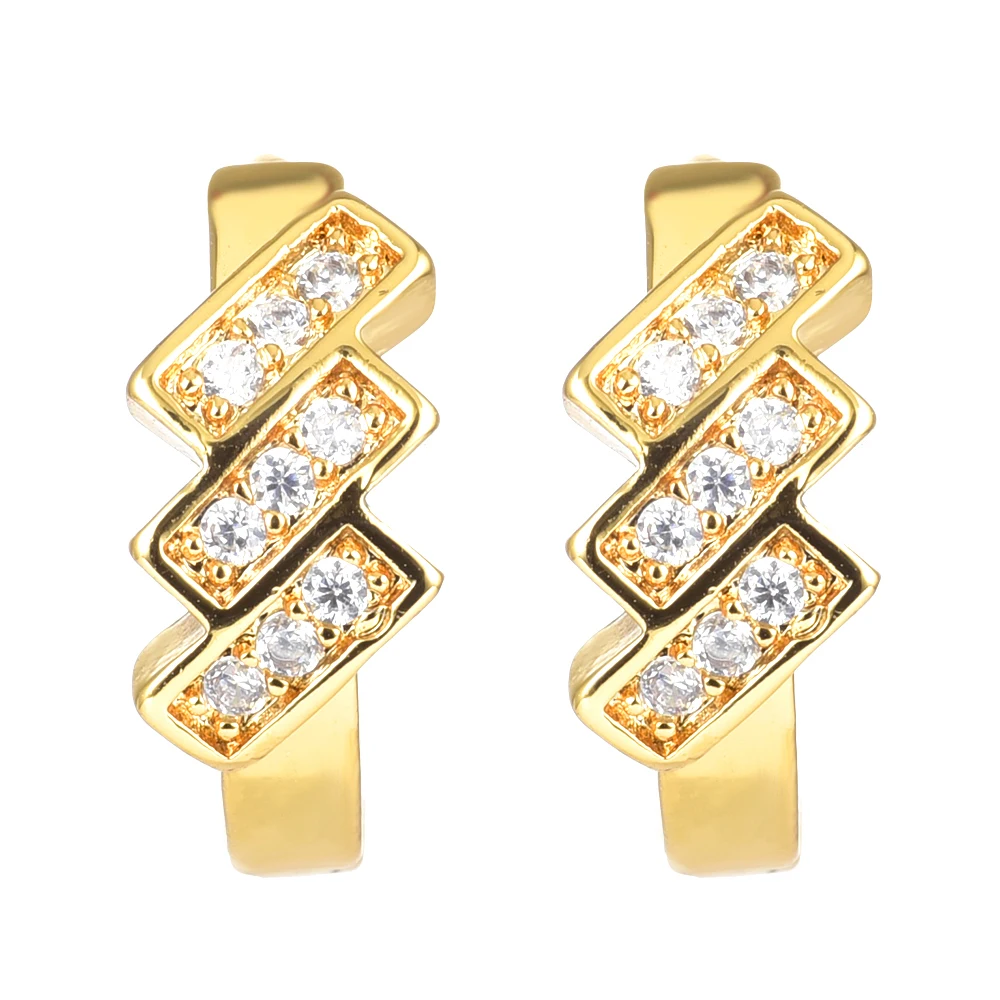 

Fashion Gold Color CZ Small Hoop Huggies Earrings for Women Girls