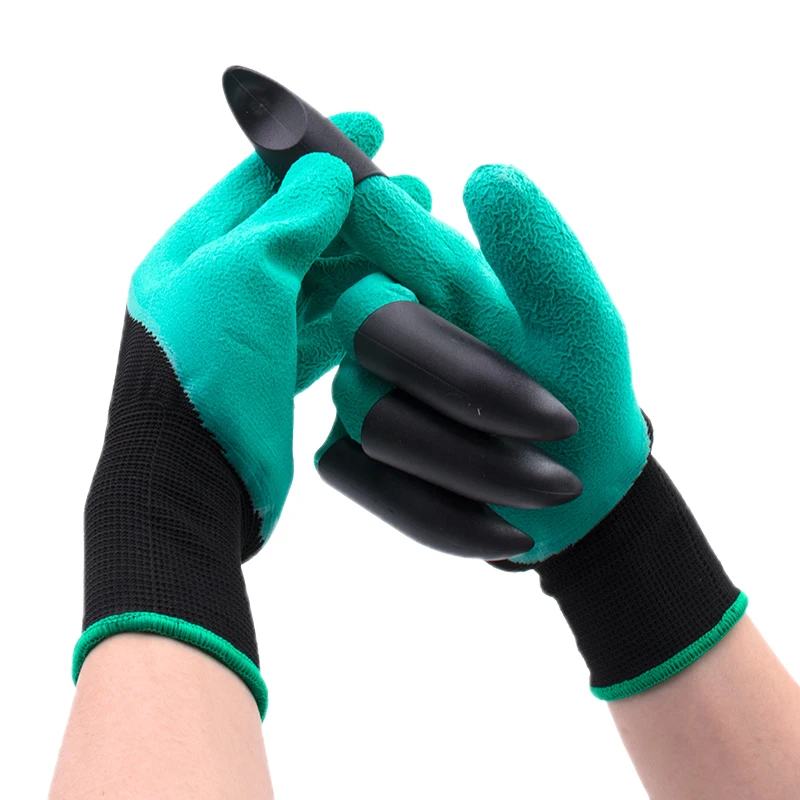 1 Pair Garden Gloves with Claws 4 ABS Plastic Rubber Gloves Quick Working Easy to Digging Pruning Tools Planting Digging Mittens