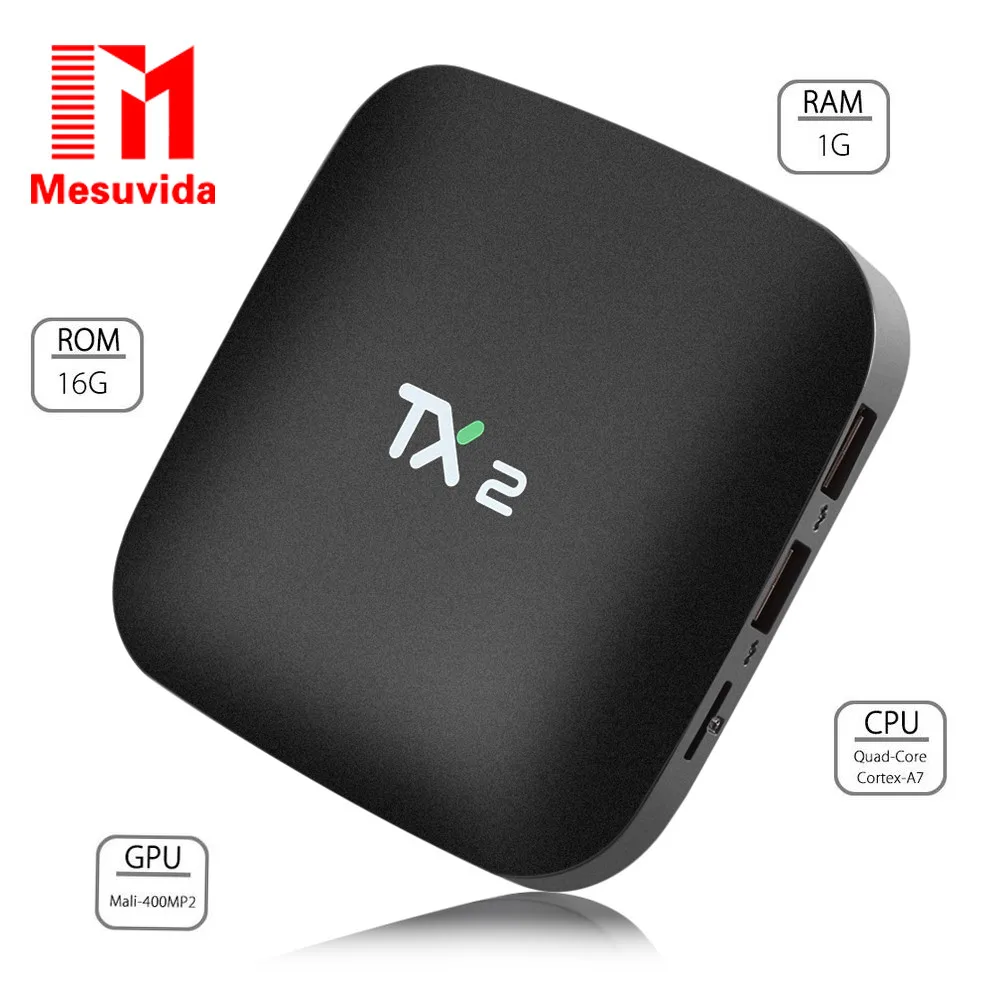 

Mesuvida TX2 - R1 R2 RK3229 Quad-core Android 6.0 Smart TV Box 1G/16G 2G/16G 2.4GHz WiFi 4K x 2K Bluetooth 2.0 32Bit Set Top Box