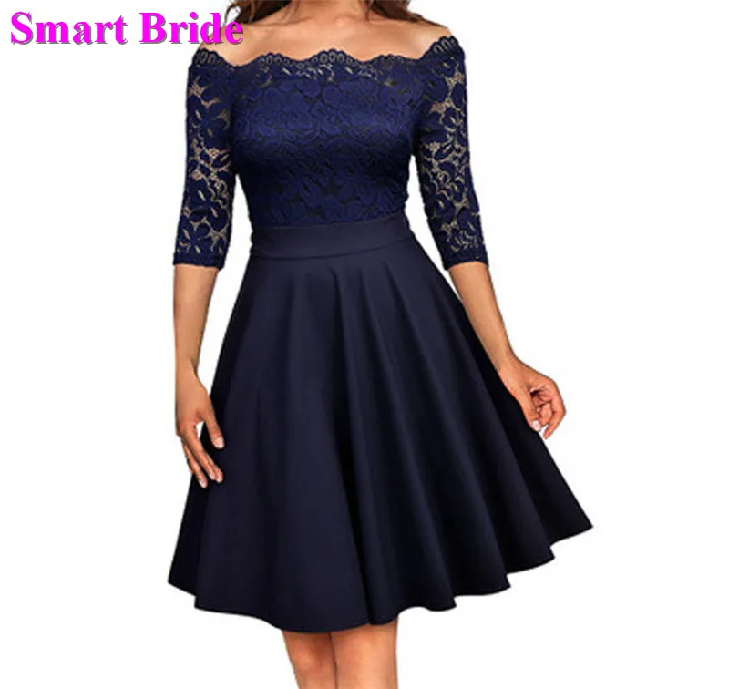 Short Cocktail Dresses Navy Blue Burgundy Satin Lace Formal Party Skirts Cocktail Gowns Vintage Prom Dress Custom Made CD05