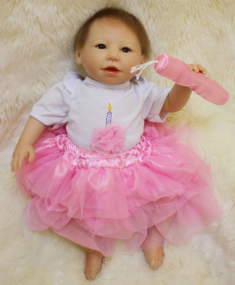 

Pursue 55 cm 100% Handmade Reborn Babies Lovely Girl Silicone Reborn Dolls 22 inch Silicone Baby Doll for Children Birthday Gift