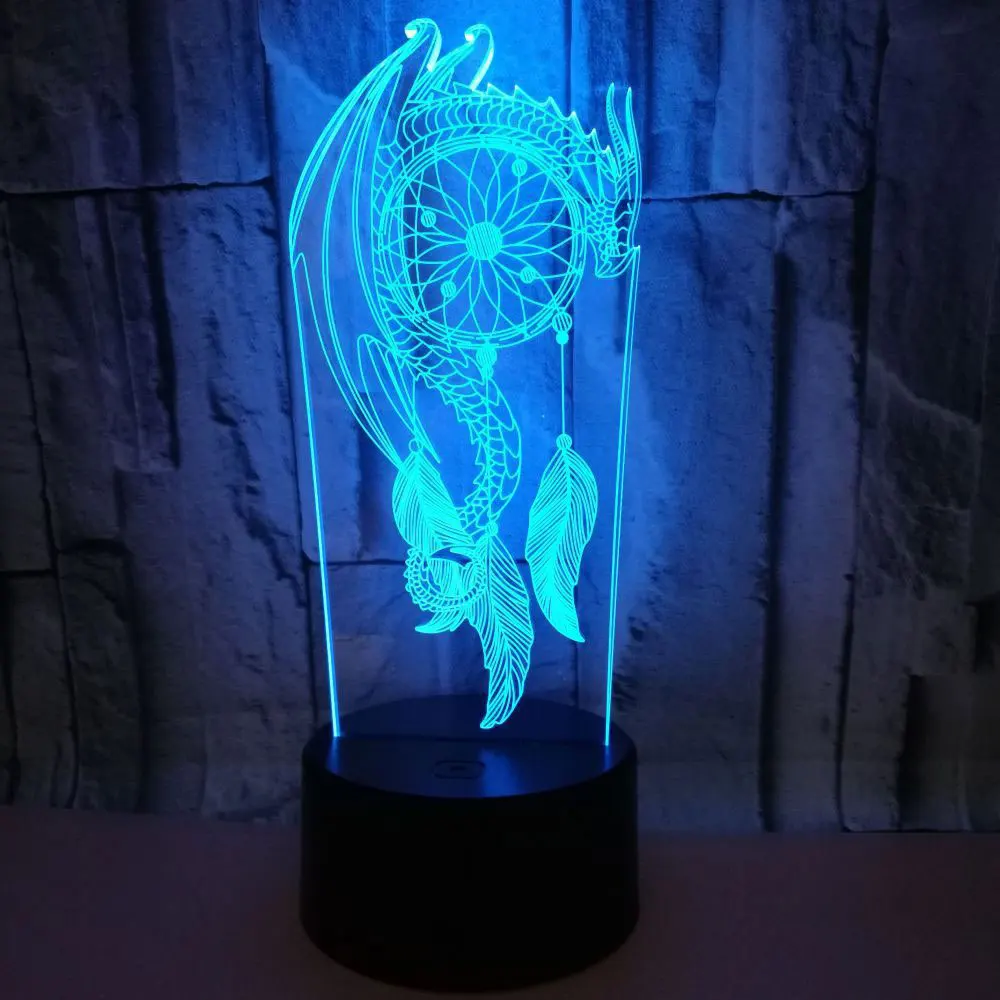 Creative Wind Chimes 3d Night Light LED 7 Color 3d Lights Visual Night Lamps Illusion Table Lamp for Bedroom Home Decor Gifts