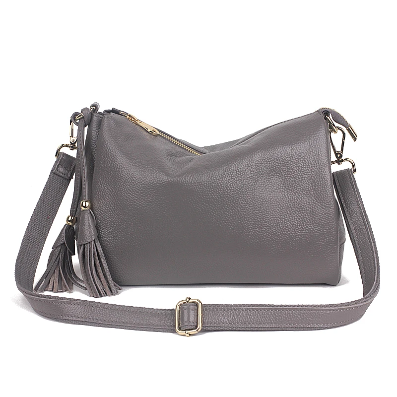 Fashion concise free casual messenger bags Quality Italian soft calfskin delicate fringe decorated women's crossbody bags