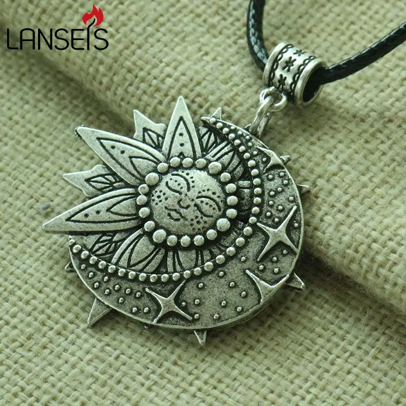 

lanseis 1pcs 3D Lil solar and celestial pendant Mandala flower women necklace talisman jewelry geometry amulet Religious pendan
