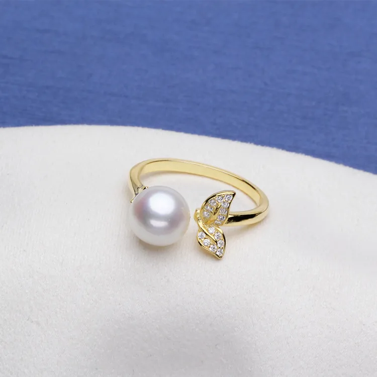2018 Pearl jewelry Fashion 100% natural 8-9 mm Freshwater pearl rings S925 sterling silver jewelry ring wedding gift39
