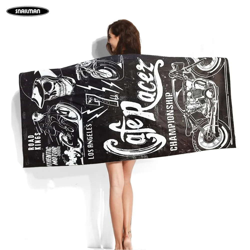 

Microfiber Compact Travel Towel Swimming Locomotive Rock Road King Towel Bath Holiday Quick Drying Summer Caferacer Beach Towel