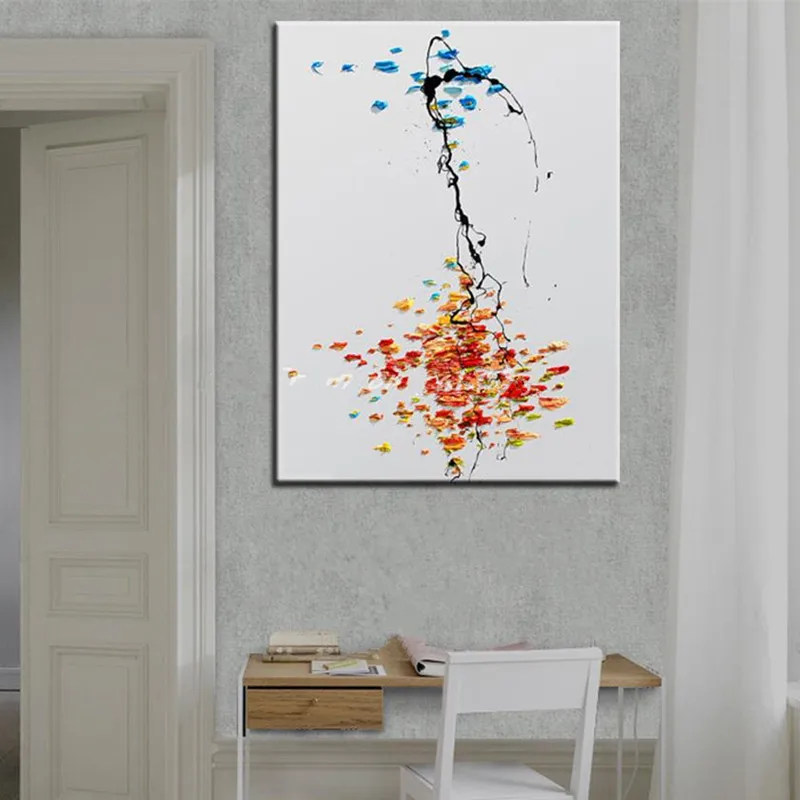 

Handpainted Abstract Colorful Oil Paintings on Canvas Modern Home Decor Wall Art Pictures Large Knife Beautiful Painting as Gift